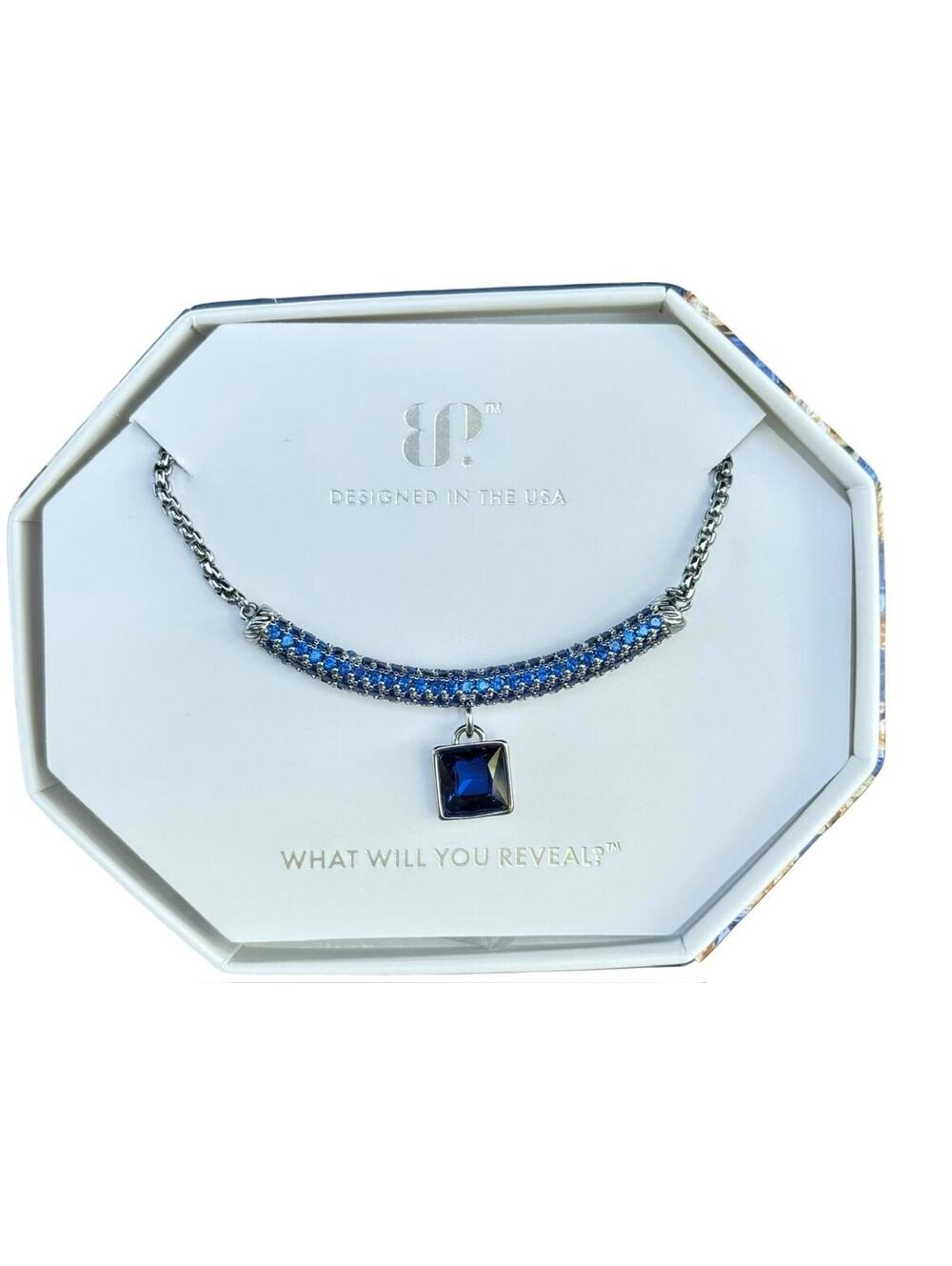 Bomb Party September Necklace "Told You In Whispers" Blue on Hematite